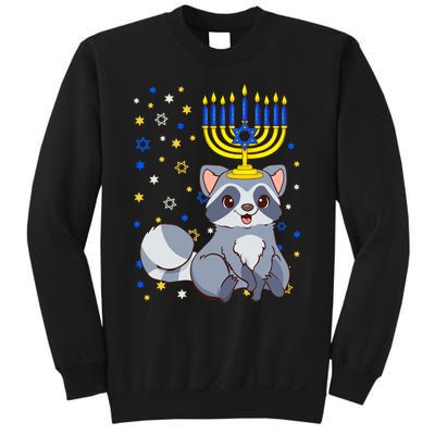 Chanukah Jewish Menorah Raccoon Funny Hanukkah Sweatshirt