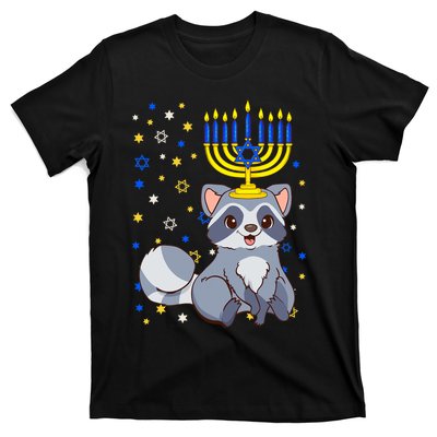 Chanukah Jewish Menorah Raccoon Funny Hanukkah T-Shirt