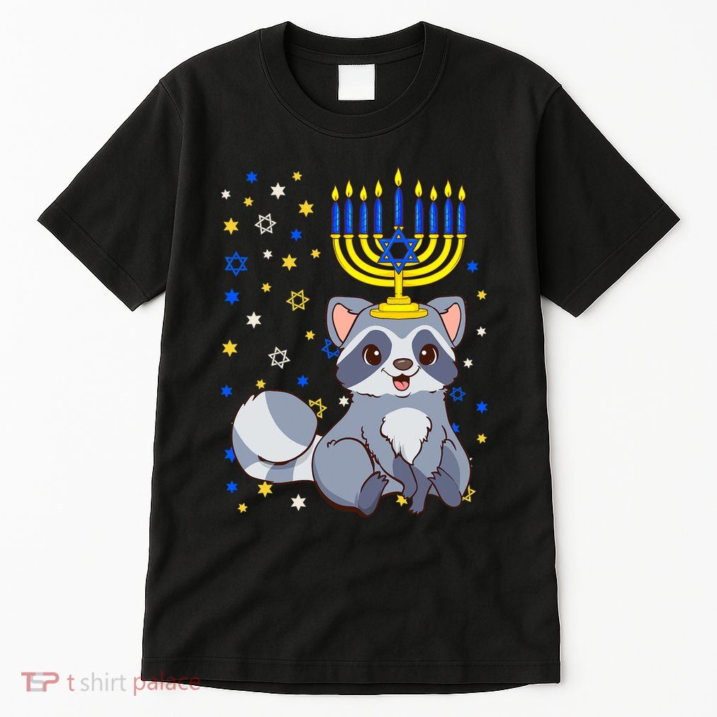 Chanukah Jewish Menorah Raccoon Funny Hanukkah Tall T-Shirt