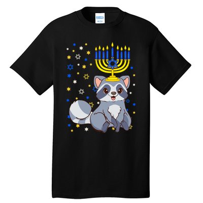 Chanukah Jewish Menorah Raccoon Funny Hanukkah Tall T-Shirt