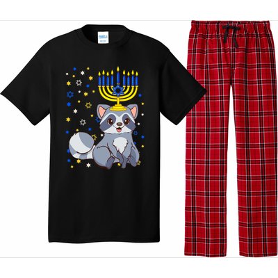 Chanukah Jewish Menorah Raccoon Funny Hanukkah Pajama Set