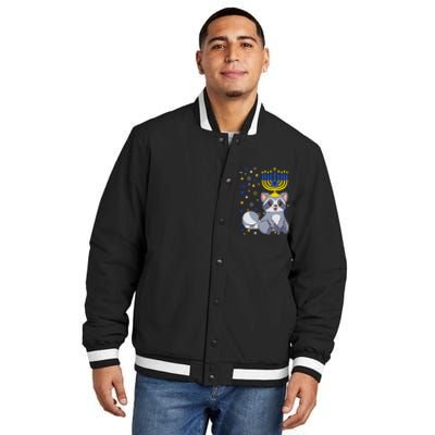 Chanukah Jewish Menorah Raccoon Funny Hanukkah Insulated Varsity Jacket