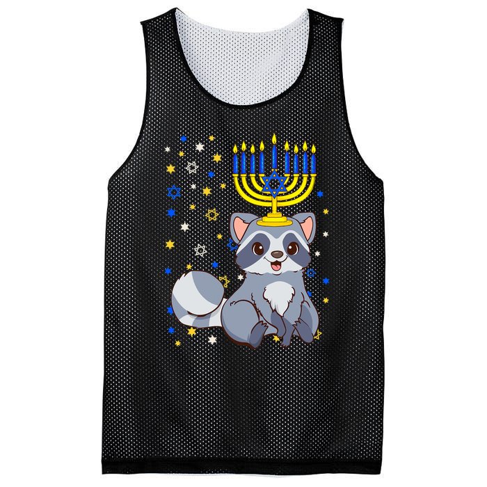 Chanukah Jewish Menorah Raccoon Funny Hanukkah Mesh Reversible Basketball Jersey Tank