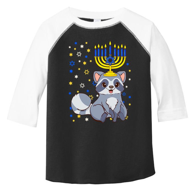 Chanukah Jewish Menorah Raccoon Funny Hanukkah Toddler Fine Jersey T-Shirt