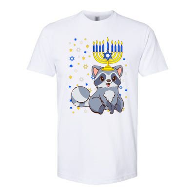 Chanukah Jewish Menorah Raccoon Funny Hanukkah Softstyle CVC T-Shirt