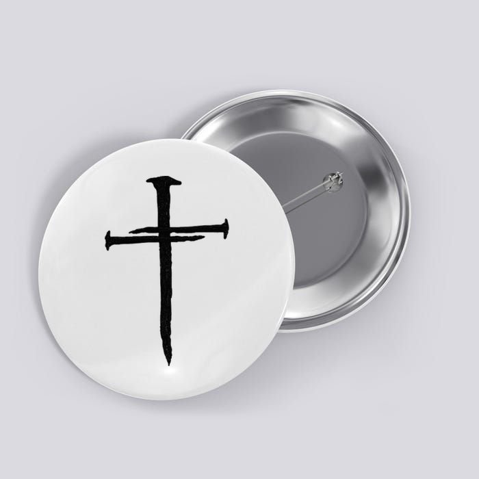 Christian Jesus Nail Cross Button