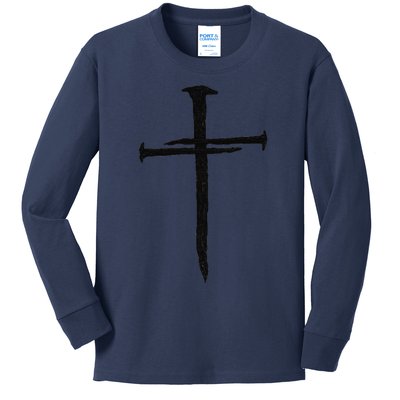 Christian Jesus Nail Cross Kids Long Sleeve Shirt