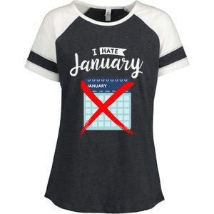 Calender January New Year 2025 Personal Organisers Funny Enza Ladies Jersey Colorblock Tee