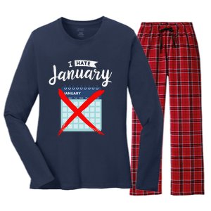 Calender January New Year 2025 Personal Organisers Funny Women's Long Sleeve Flannel Pajama Set 