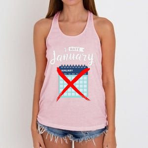 Calender January New Year 2025 Personal Organisers Funny Women's Knotted Racerback Tank