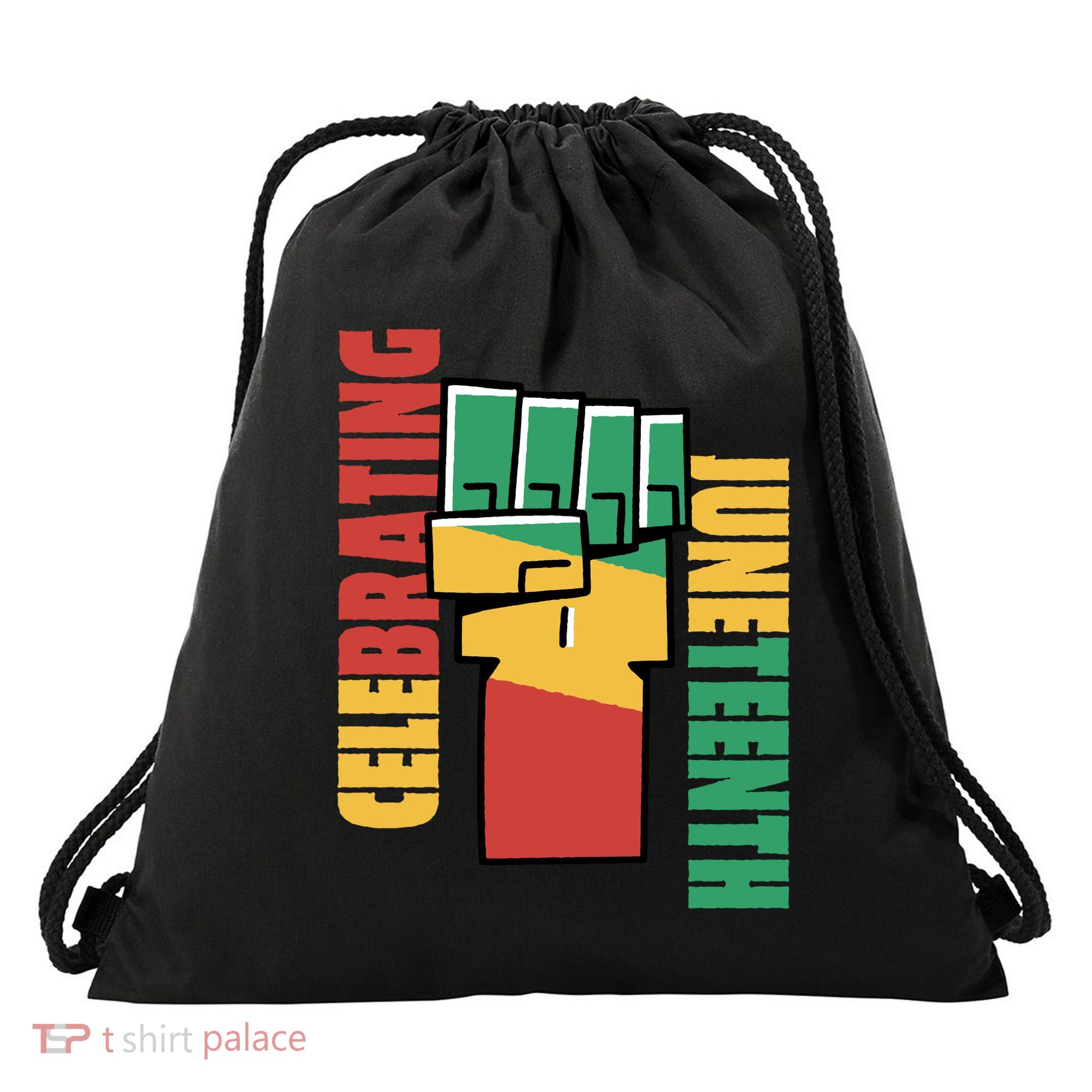 Celebrating Juneteenth Power Fist Drawstring Bag