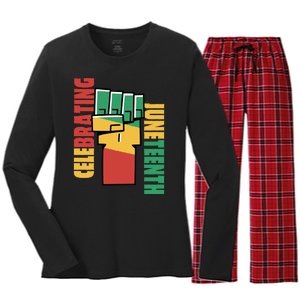 Celebrating Juneteenth Power Fist Women's Long Sleeve Flannel Pajama Set 