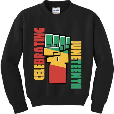 Celebrating Juneteenth Power Fist Kids Sweatshirt