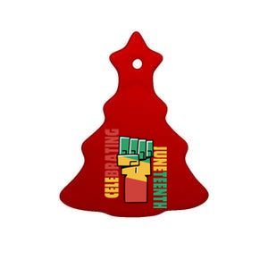 Celebrating Juneteenth Power Fist Ceramic Tree Ornament