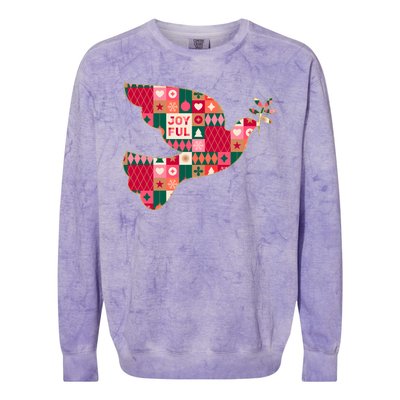 Christmas Joyful Pattern Peace Dove Colorblast Crewneck Sweatshirt