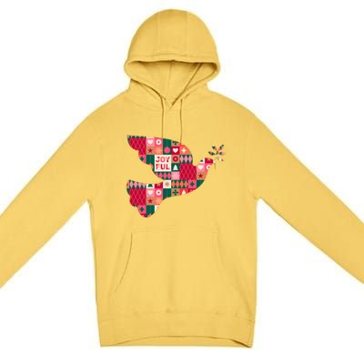 Christmas Joyful Pattern Peace Dove Premium Pullover Hoodie