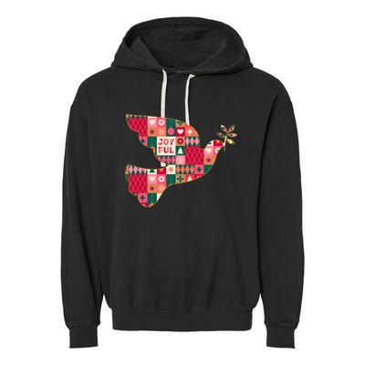 Christmas Joyful Pattern Peace Dove Garment-Dyed Fleece Hoodie
