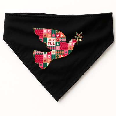Christmas Joyful Pattern Peace Dove USA-Made Doggie Bandana