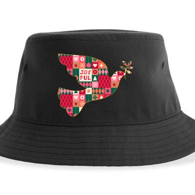 Christmas Joyful Pattern Peace Dove Sustainable Bucket Hat