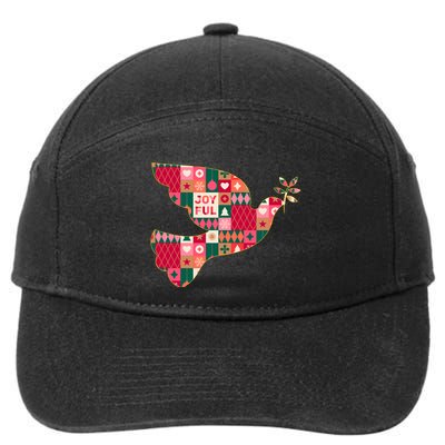 Christmas Joyful Pattern Peace Dove 7-Panel Snapback Hat