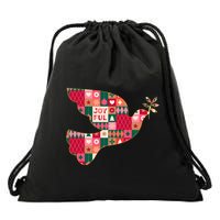 Christmas Joyful Pattern Peace Dove Drawstring Bag