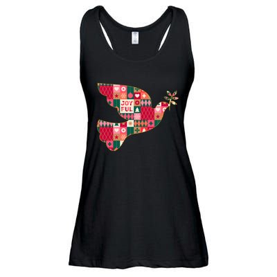 Christmas Joyful Pattern Peace Dove Ladies Essential Flowy Tank