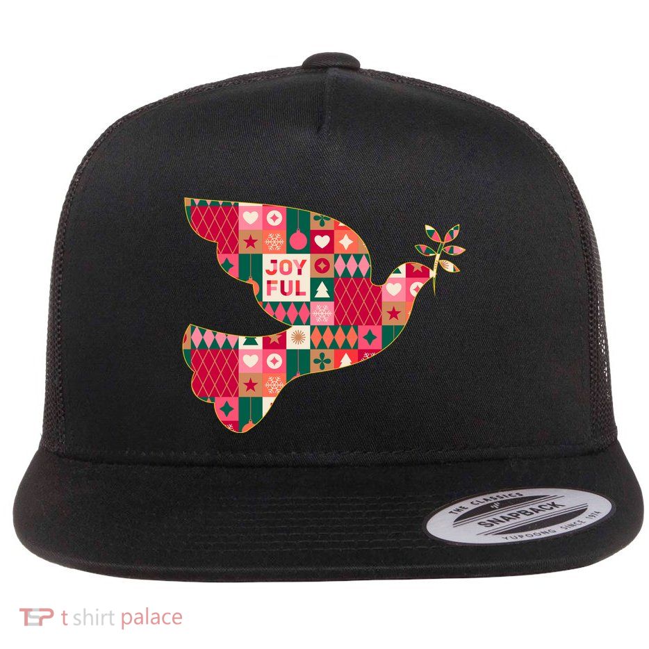 Christmas Joyful Pattern Peace Dove Flatbill Hat