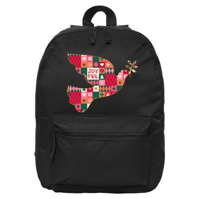 Christmas Joyful Pattern Peace Dove 16 in Basic Backpack