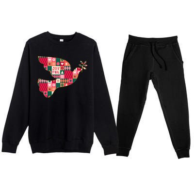 Christmas Joyful Pattern Peace Dove Premium Crewneck Sweatsuit Set