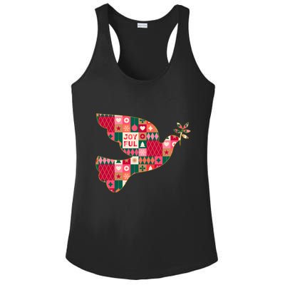 Christmas Joyful Pattern Peace Dove Ladies PosiCharge Competitor Racerback Tank