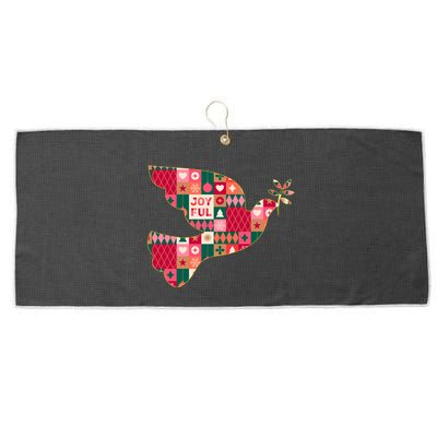 Christmas Joyful Pattern Peace Dove Large Microfiber Waffle Golf Towel
