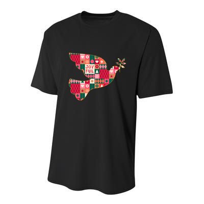 Christmas Joyful Pattern Peace Dove Youth Performance Sprint T-Shirt