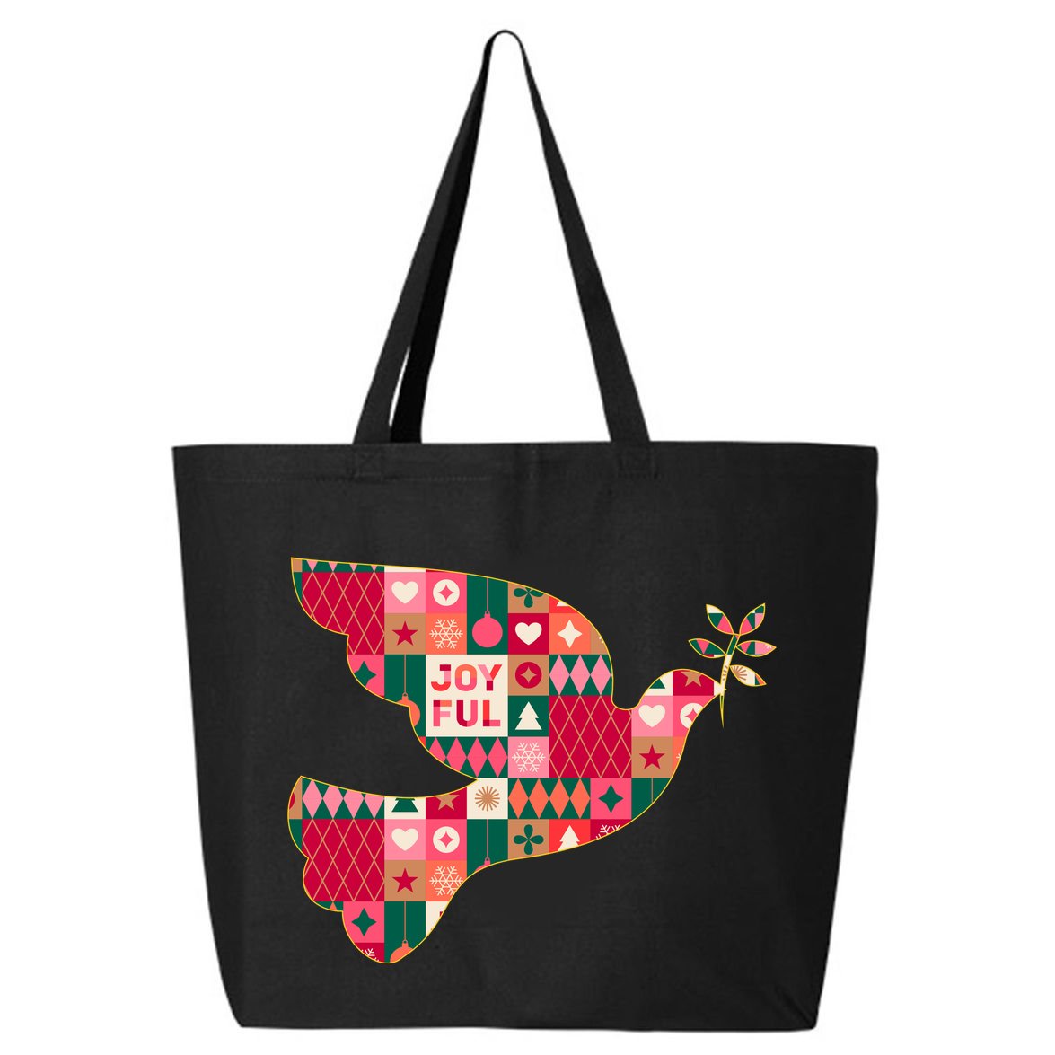 Christmas Joyful Pattern Peace Dove 25L Jumbo Tote
