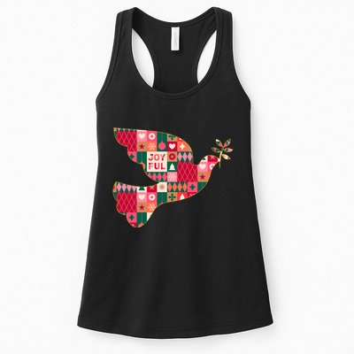 Christmas Joyful Pattern Peace Dove Womens Tank Top