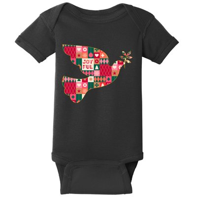 Christmas Joyful Pattern Peace Dove Baby Bodysuit