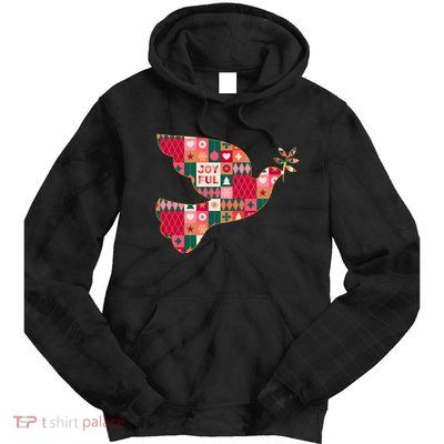 Christmas Joyful Pattern Peace Dove Tie Dye Hoodie
