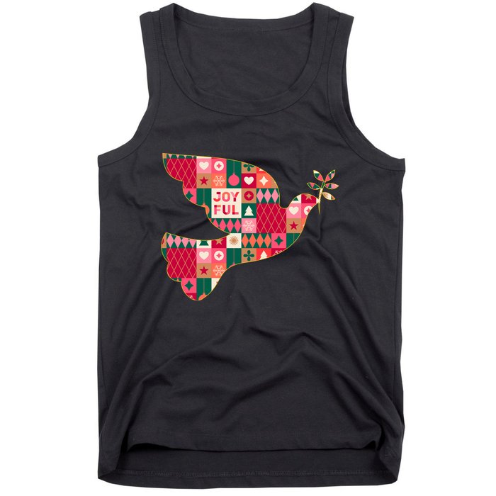 Christmas Joyful Pattern Peace Dove Tank Top