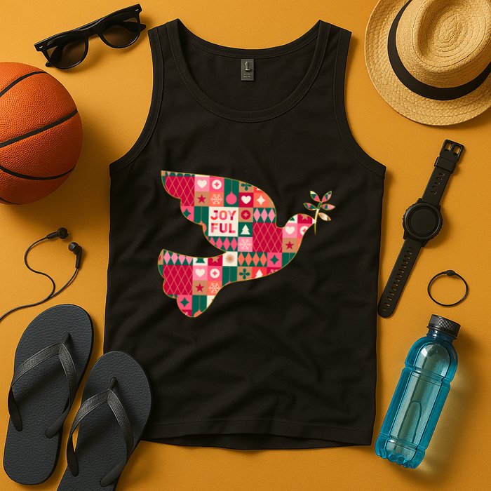 Christmas Joyful Pattern Peace Dove Tank Top