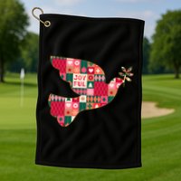Christmas Joyful Pattern Peace Dove Golf Towel