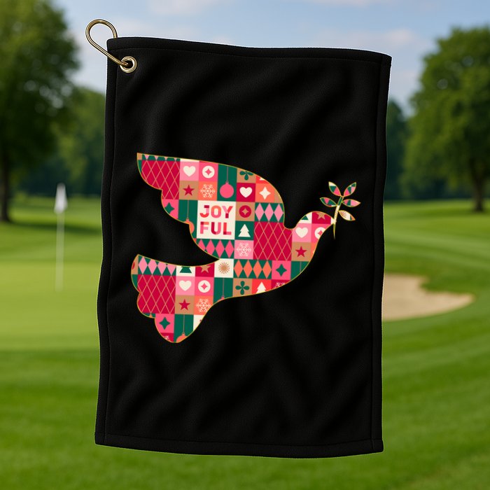 Christmas Joyful Pattern Peace Dove Golf Towel