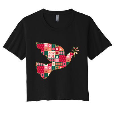 Christmas Joyful Pattern Peace Dove Crop Top