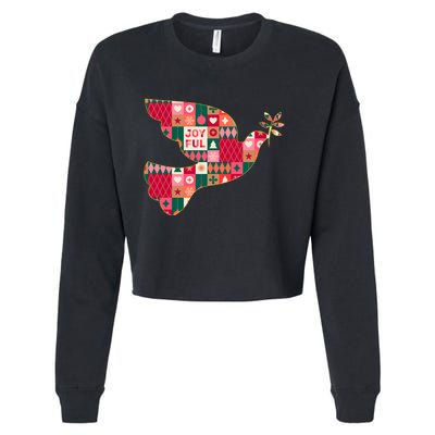 Christmas Joyful Pattern Peace Dove Cropped Pullover Crew
