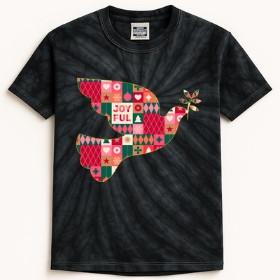 Christmas Joyful Pattern Peace Dove Kids Tie-Dye T-Shirt