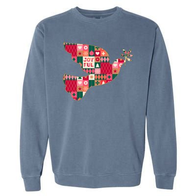 Christmas Joyful Pattern Peace Dove Garment-Dyed Sweatshirt