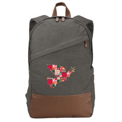 Christmas Joyful Pattern Peace Dove Cotton Canvas Backpack