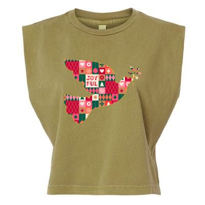 Christmas Joyful Pattern Peace Dove Garment-Dyed Women's Muscle Tee