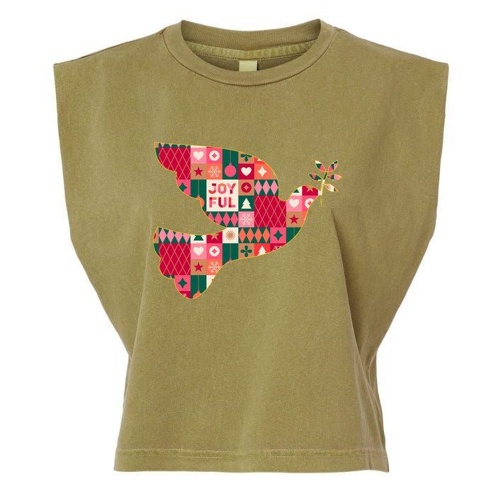Christmas Joyful Pattern Peace Dove Garment-Dyed Women's Muscle Tee