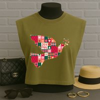 Christmas Joyful Pattern Peace Dove Garment-Dyed Women's Muscle Tee