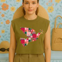 Christmas Joyful Pattern Peace Dove Garment-Dyed Women's Muscle Tee