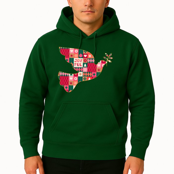 Christmas Joyful Pattern Peace Dove Hoodie